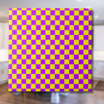 Neon Purple Yellow Chequered Chequerboard Vintage Tile<br><div class="desc">Vintage Neon Purple and Yellow Chequered Chequerboard</div>