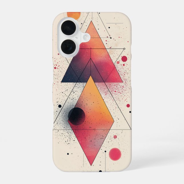 Neon Pyramid Drift iPhone 16 Case (Back)