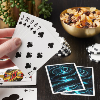 Neon Quantum Serpent in Ethereal Dance Around a Cr Playing Cards