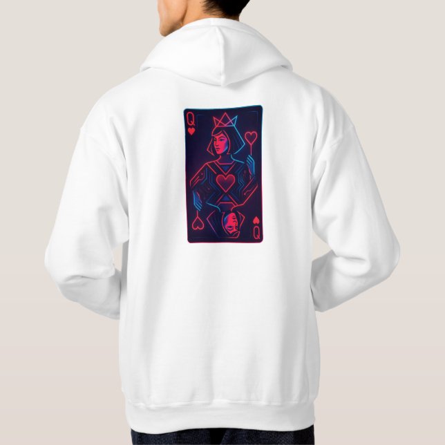 Neon Queen of Hearts — Retro-Futurist Synthwave Hoodie (Back)