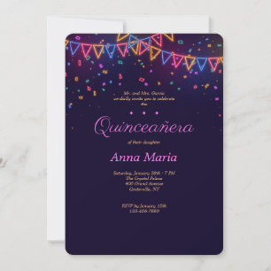 Neon Quinceañera Invitation