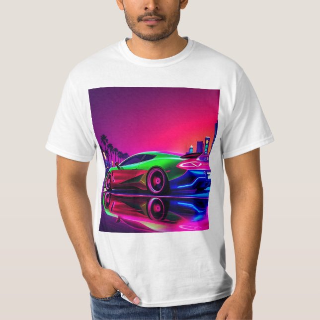 **Neon Racer T-Shirt – 80s Retro-Futuristic Sports (Front)