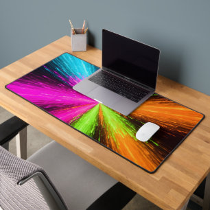 Neon Radial Burst Explosion Desk Mat