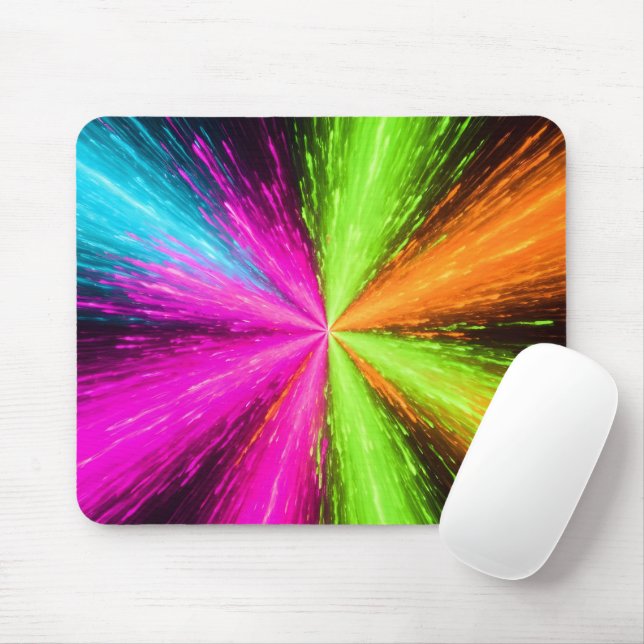 Neon Radial Burst Explosion Mouse Mat (With Mouse)