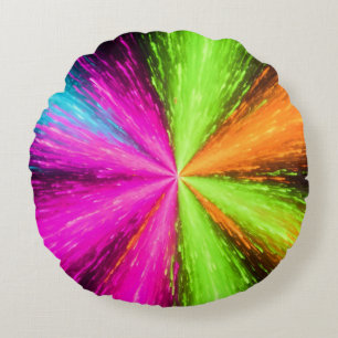 Neon Radial Burst Explosion Round Cushion