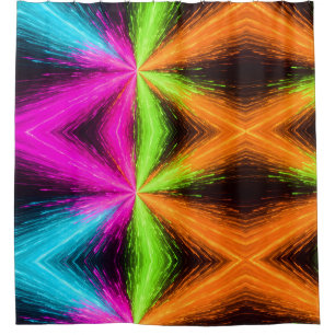 Neon Radial Burst Explosion Shower Curtain