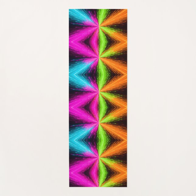 Neon Radial Burst Explosion Yoga Mat (Front)