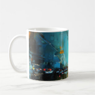 Neon Rain City Nights Coffee Mug