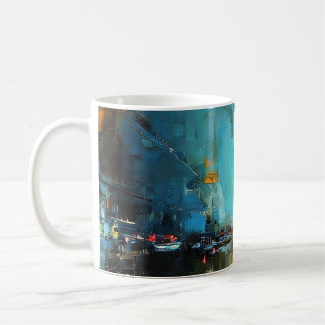 Neon Rain City Nights Coffee Mug (Left)
