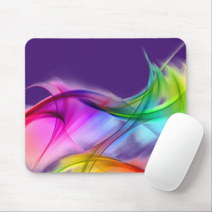 Neon Rainbow Abstract On Purple Mouse Mat