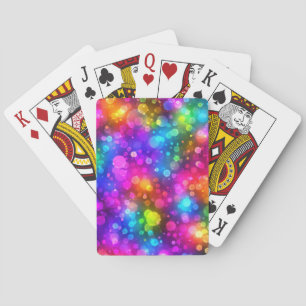 Neon Rainbow Bokeh Lights Abstract Playing Cards