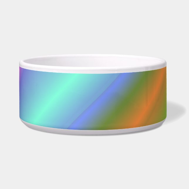 neon rainbow cat food bowl (Front)
