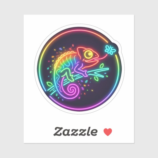 Neon Rainbow Chameleon Tropical Glow Art (Sheet)