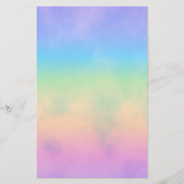 Neon Rainbow Clouds Stationery (Front)