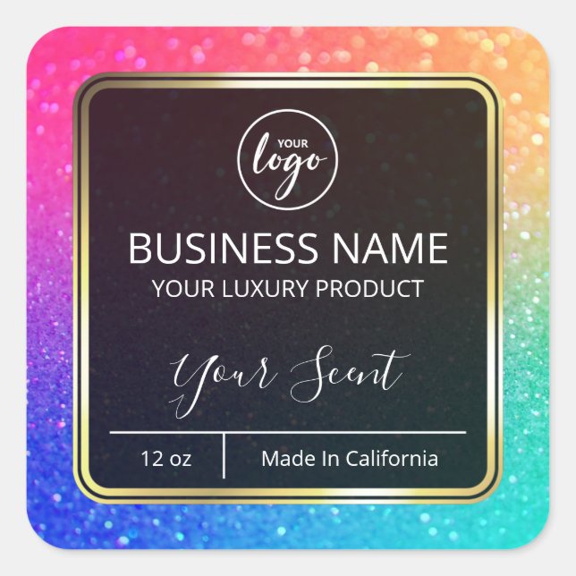 Neon Rainbow Coloured Candle Labels (Front)