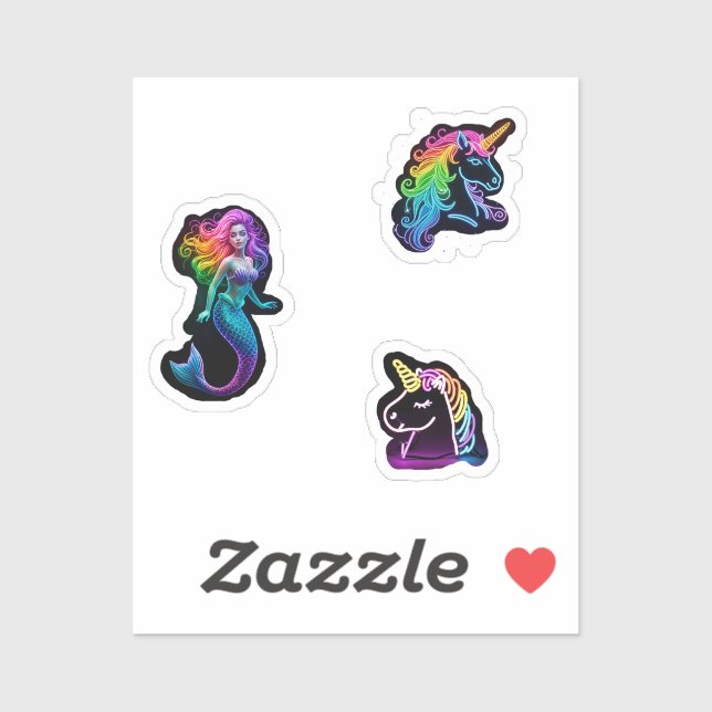 neon rainbow fantasy stickers (Sheet)