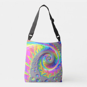 Neon Rainbow Fractal Crossbody Bag