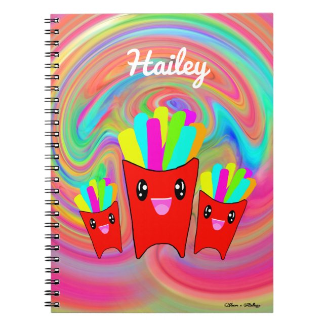 Neon Rainbow French Fries Spiral Photo Notebook (Front)