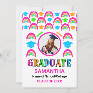 Neon Rainbow Graduate 2 Photo Graduation Announcement