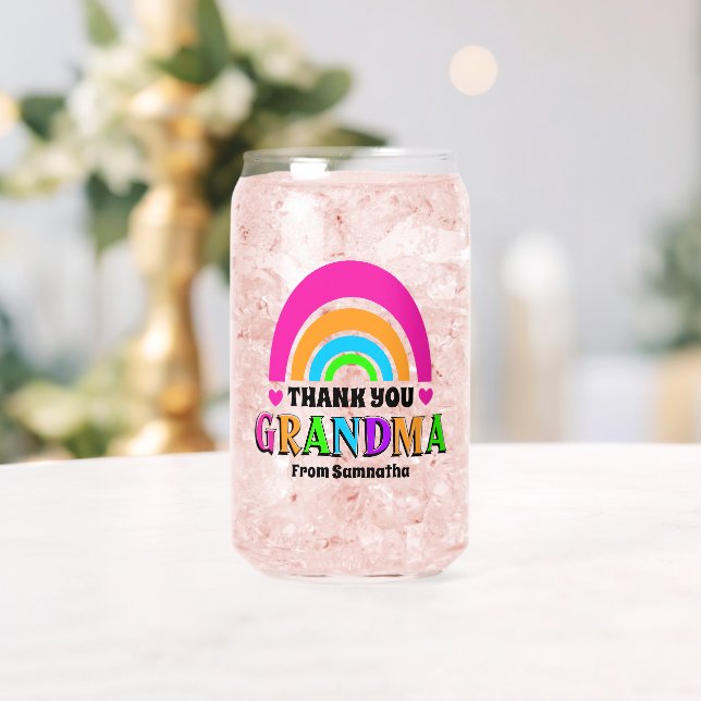 Neon Rainbow Grandma thank you Mother's Day gift Can Glass (Insitu (Wedding))