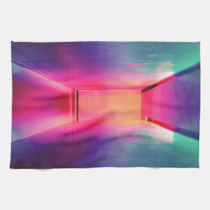 neon rainbow hallway tea towel