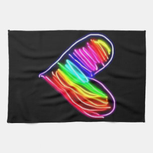 Neon Rainbow Heart T-Shirt Love Pride LGBQT Rally Tea Towel