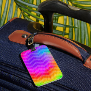Neon Rainbow Herringbone Gift Bag Luggage Tag