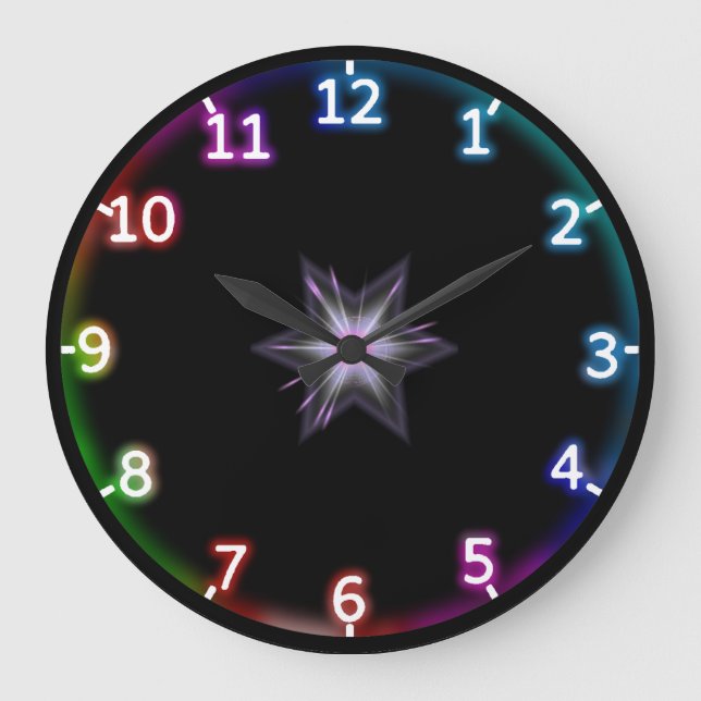 Neon Rainbow Large Clock (Front)