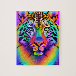 Neon Rainbow Leopard  Jigsaw Puzzle