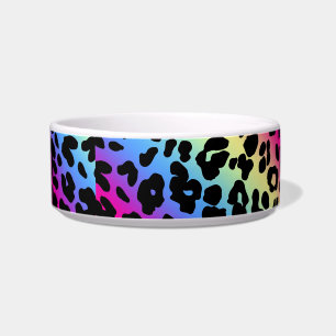 Neon Rainbow Leopard Pattern Print Bowl