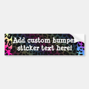 Neon Rainbow Leopard Pattern Print Bumper Sticker