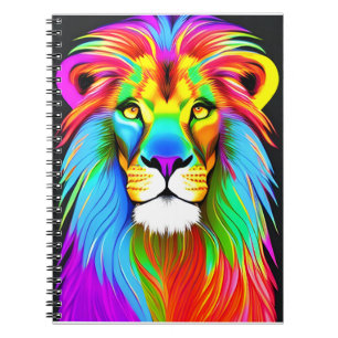 Neon Rainbow Lion Notebook