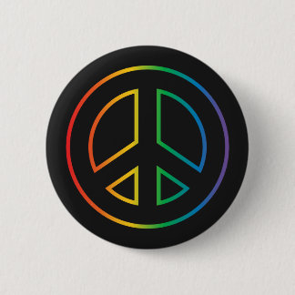 Neon Rainbow Peace Sign 6 Cm Round Badge