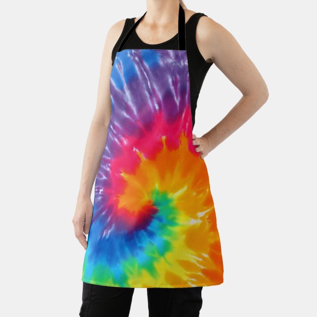 Neon Rainbow Retro Tie Dye Design Apron (Insitu)
