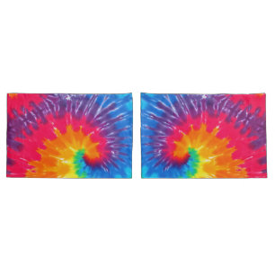 Neon Rainbow Retro Tie Dye Design Pillowcase