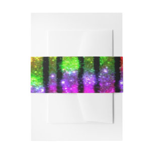Neon Rainbow Shimmer Stripes Invitation Belly Band