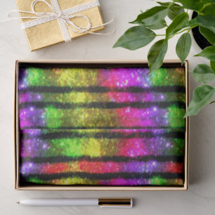 Neon Rainbow Shimmer Stripes Tissue Paper