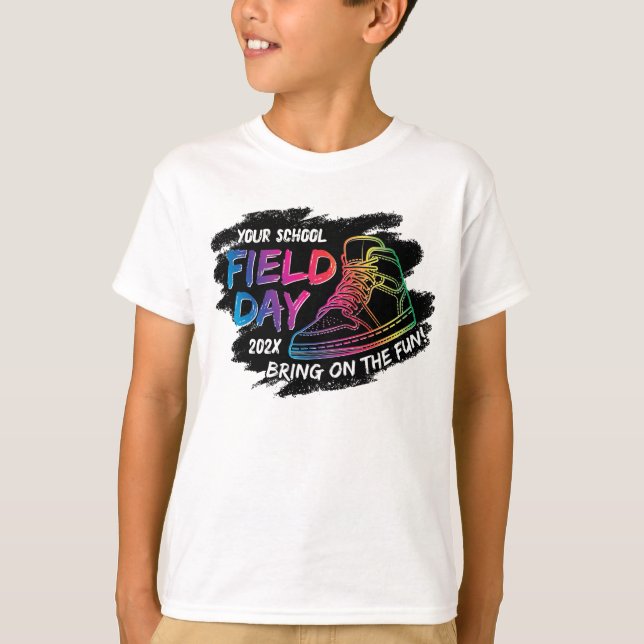 Neon Rainbow Sneaker School Field Day Personalised T-Shirt (Front)