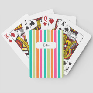 Neon rainbow stripes fun retro  playing cards