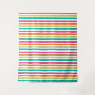 Neon rainbow stripes fun retro  tapestry
