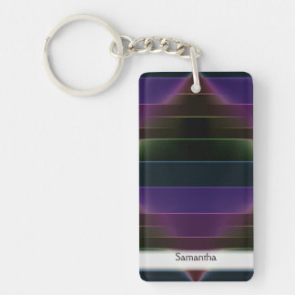 Neon Rainbow Stripes Key Ring