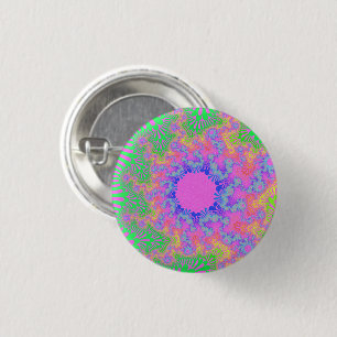 Neon Rainbow Sunburst 3 Cm Round Badge