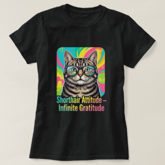 Neon Rainbow Tabby Cat Sunglasses Art T-Shirt