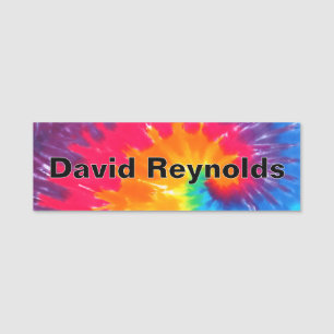 Neon Rainbow Tie Dye Design Name Tag