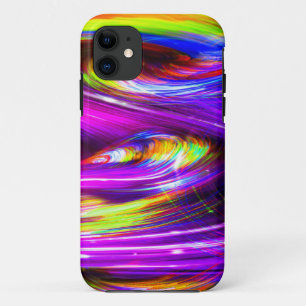 Neon Rainbow Tornado Waves of Multicolor Purple iPhone 11 Case