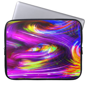Neon Rainbow Tornado Waves of Multicolor Purple Laptop Sleeve