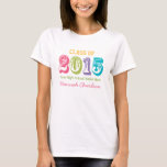 Neon Rainbow Typography Class of 2015 T-Shirt<br><div class="desc">Add the senior class graduate's name and high school name to this cute colourful and bright custom and personalised neon rainbow hued class of 2015 design in hot pink fuchsia,  lime green,  yellow,  purple and aqua blue hues. Designed by Chrissy H. Studios,  LLC. All Rights Reserved.</div>