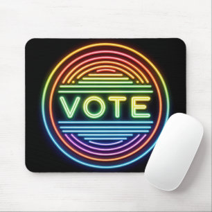 Neon Rainbow Vote Sign Mouse Mat