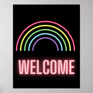 Neon Rainbow Welcome Sign