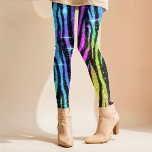 Neon Rainbow Zebra 90s Nostalgia Leggings